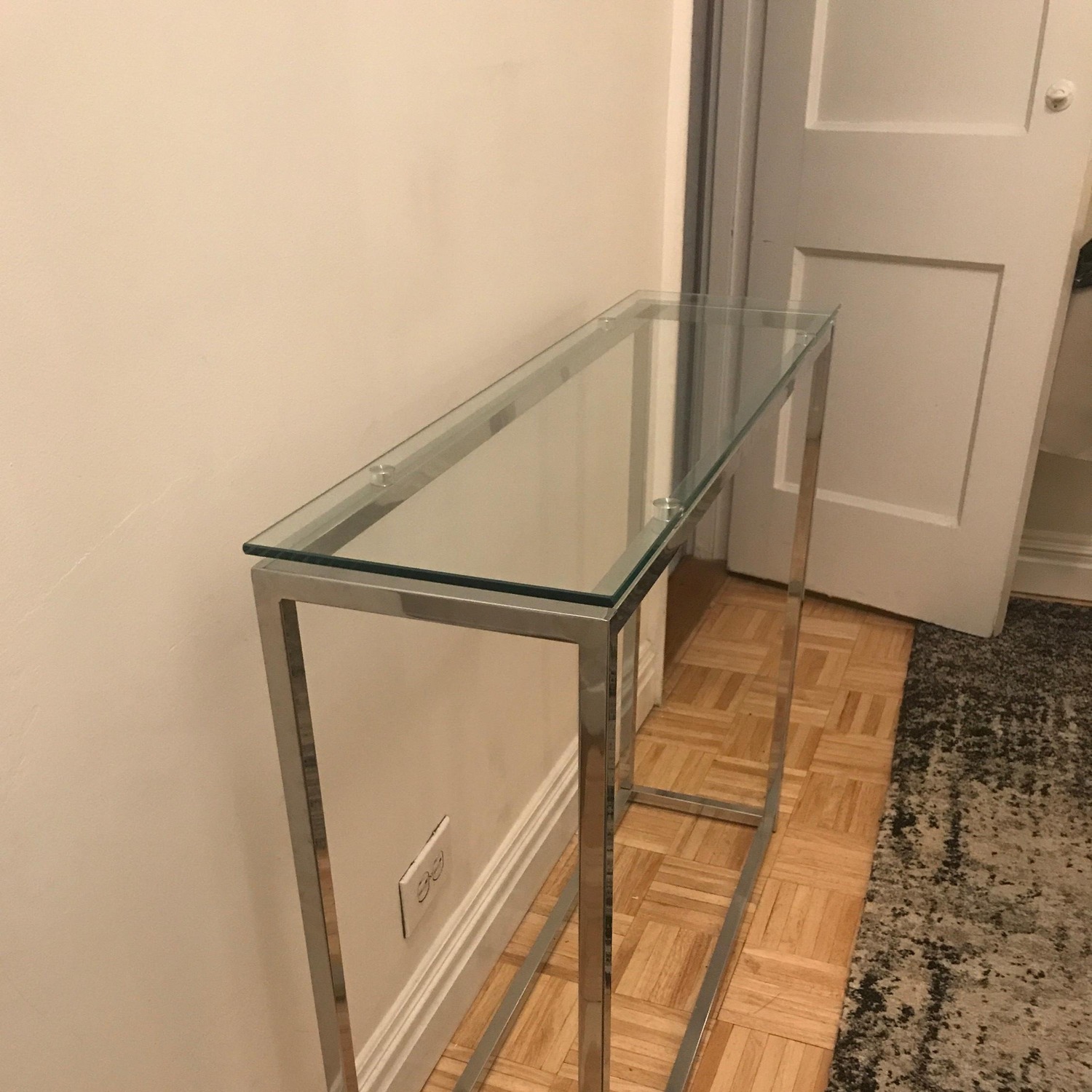 Stylish Glass Side Table W Chromed Steel Base - image-2