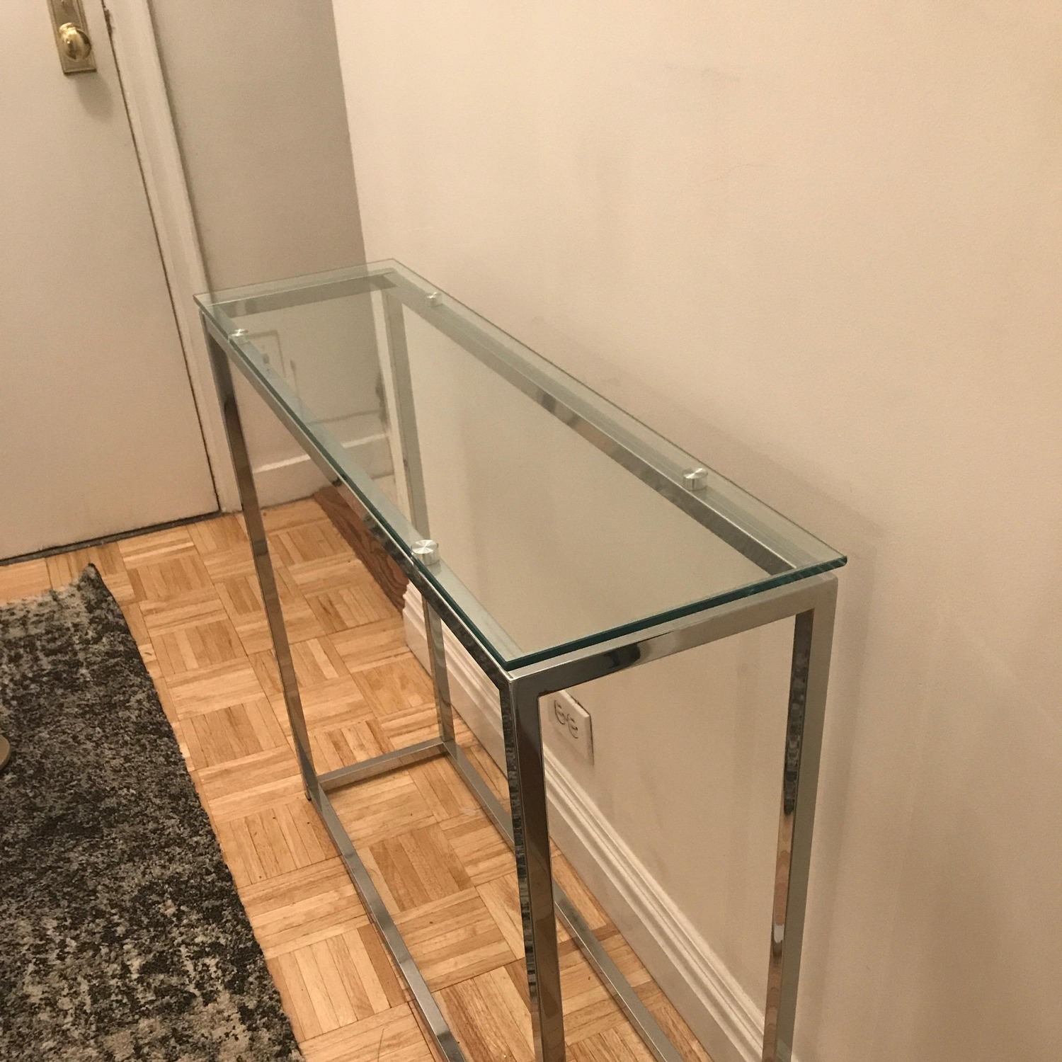 Stylish Glass Side Table W Chromed Steel Base - image-3