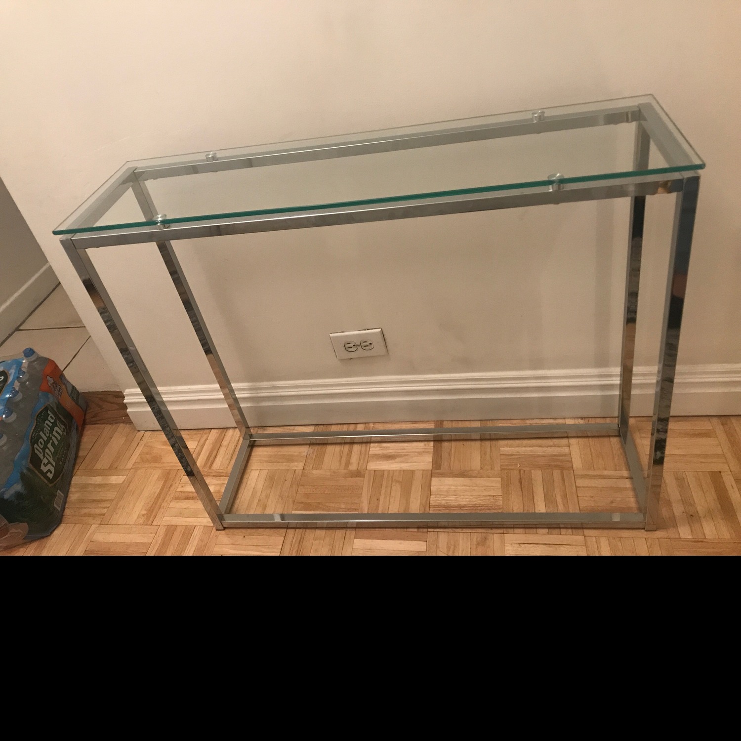Stylish Glass Side Table W Chromed Steel Base - image-4
