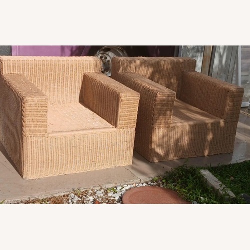 Used Vintage/Antique Rattan Cube Chairs Patio Furniture for sale on AptDeco