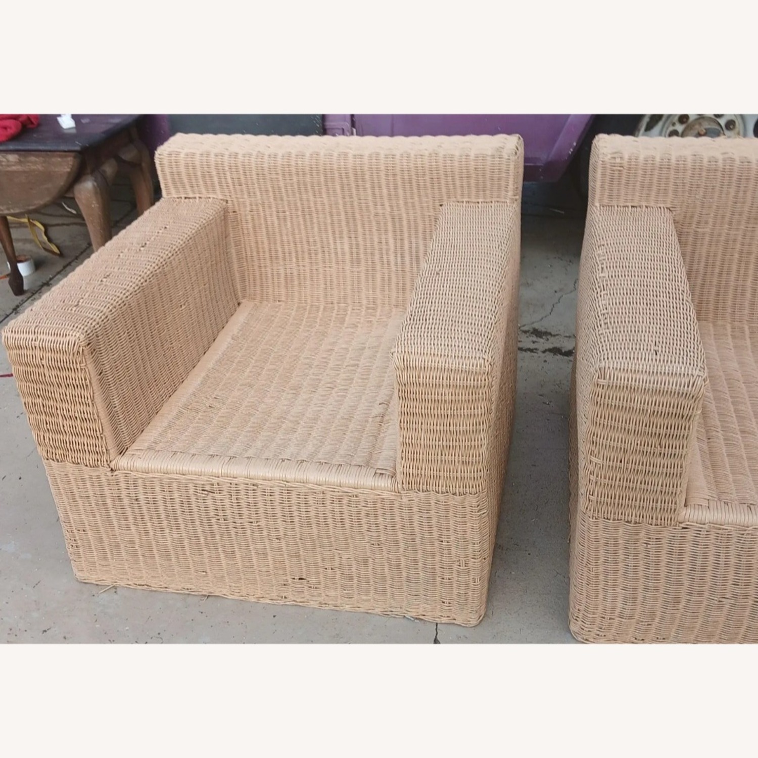 Vintage/Antique Rattan Cube Chairs Patio Furniture - image-5