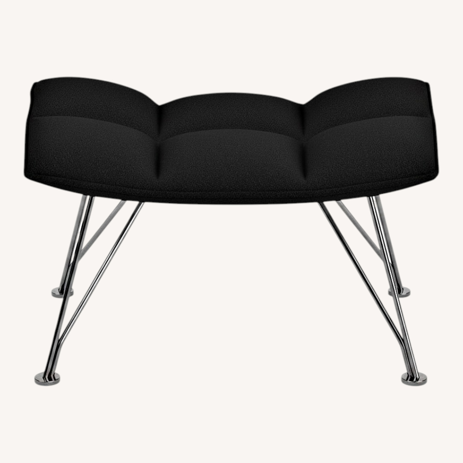 Knoll Dark Gray Leather Ottoman - image-0