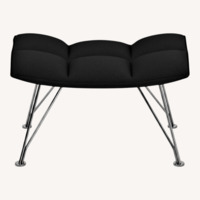 Knoll Dark Gray Leather Ottoman
