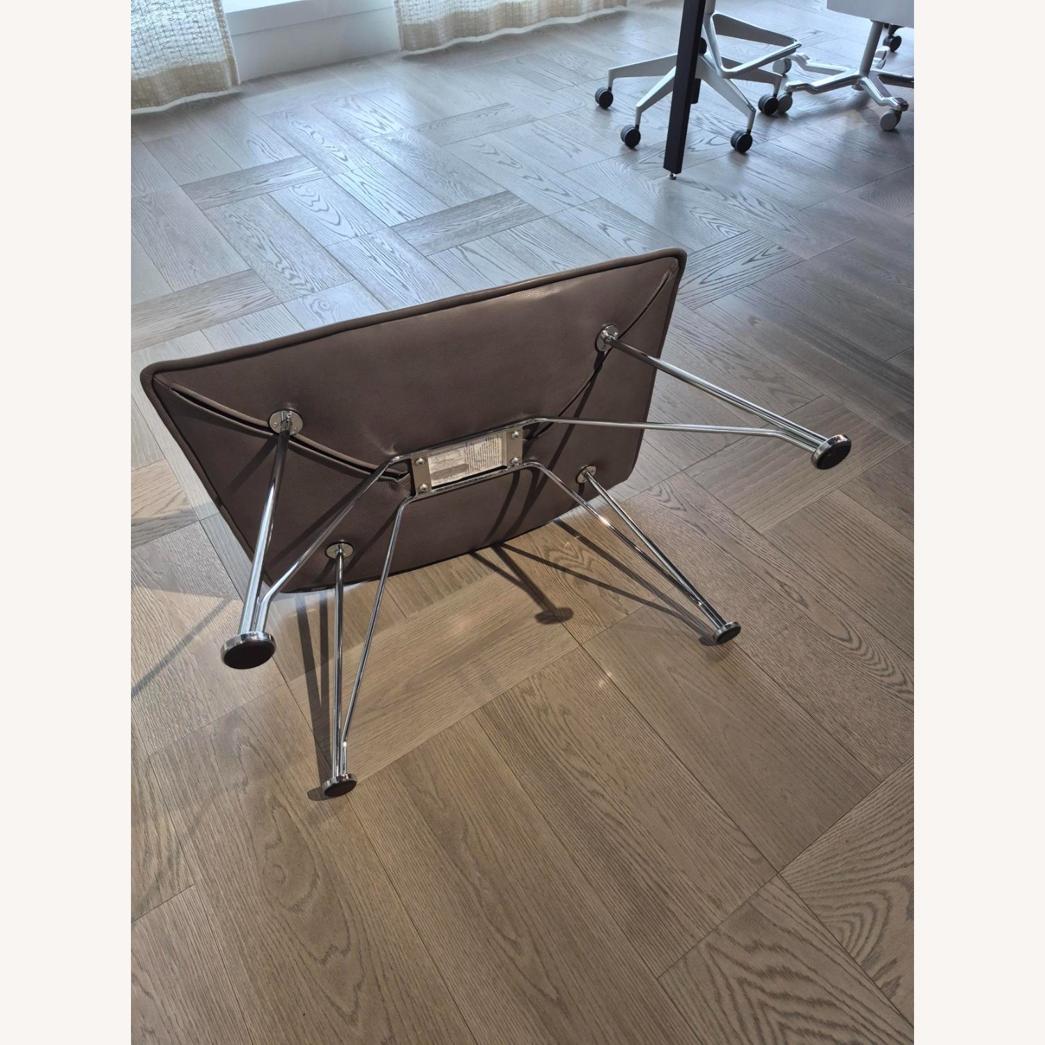 Knoll Dark Gray Leather Ottoman - image-6