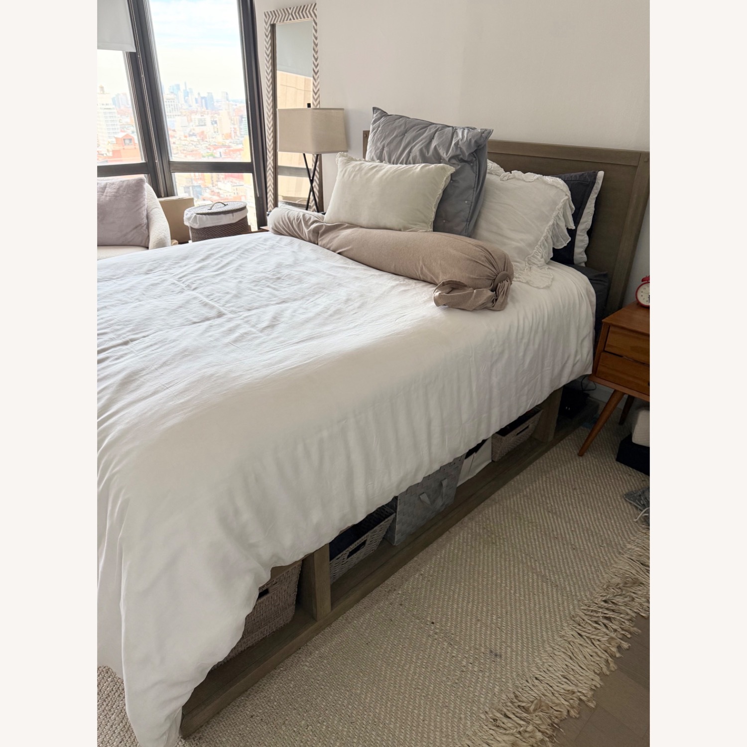 Pottery Barn Brooklyn Light Gray Wood Queen Bed - image-3