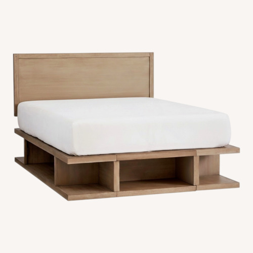 Used Pottery Barn Brooklyn Light Gray Wood Queen Bed for sale on AptDeco