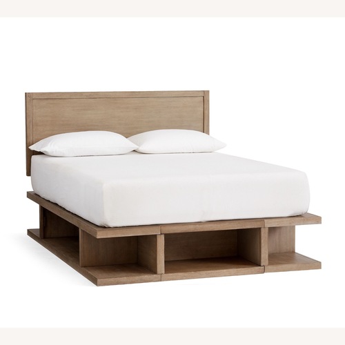 Used Pottery Barn Brooklyn Light Gray Wood Queen Bed for sale on AptDeco