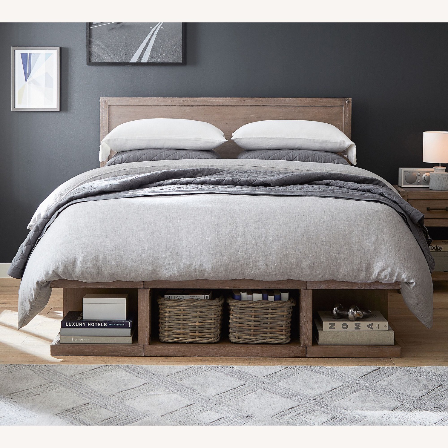 Pottery Barn Brooklyn Light Gray Wood Queen Bed - image-2