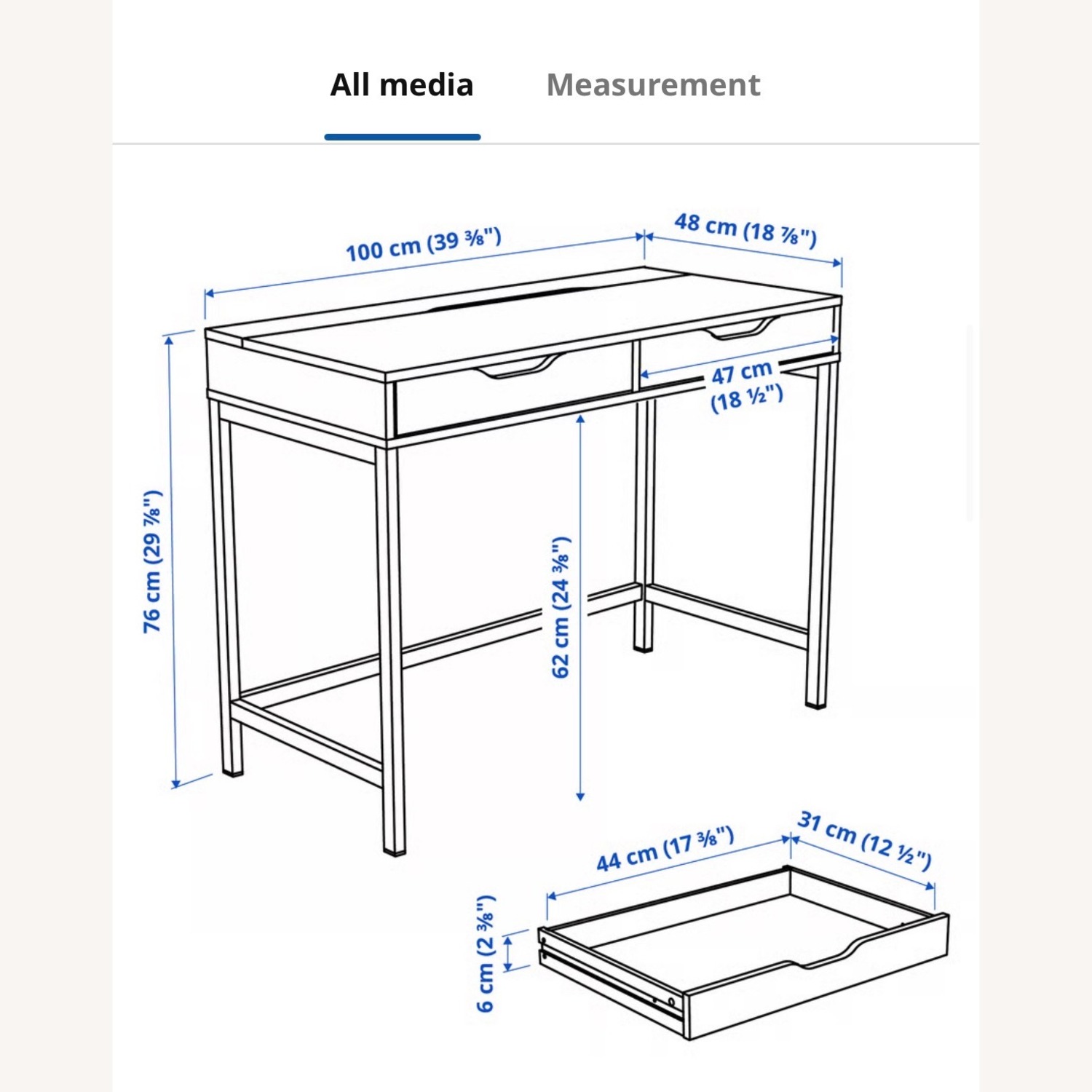 IKEA Alex Study Desk White - image-5