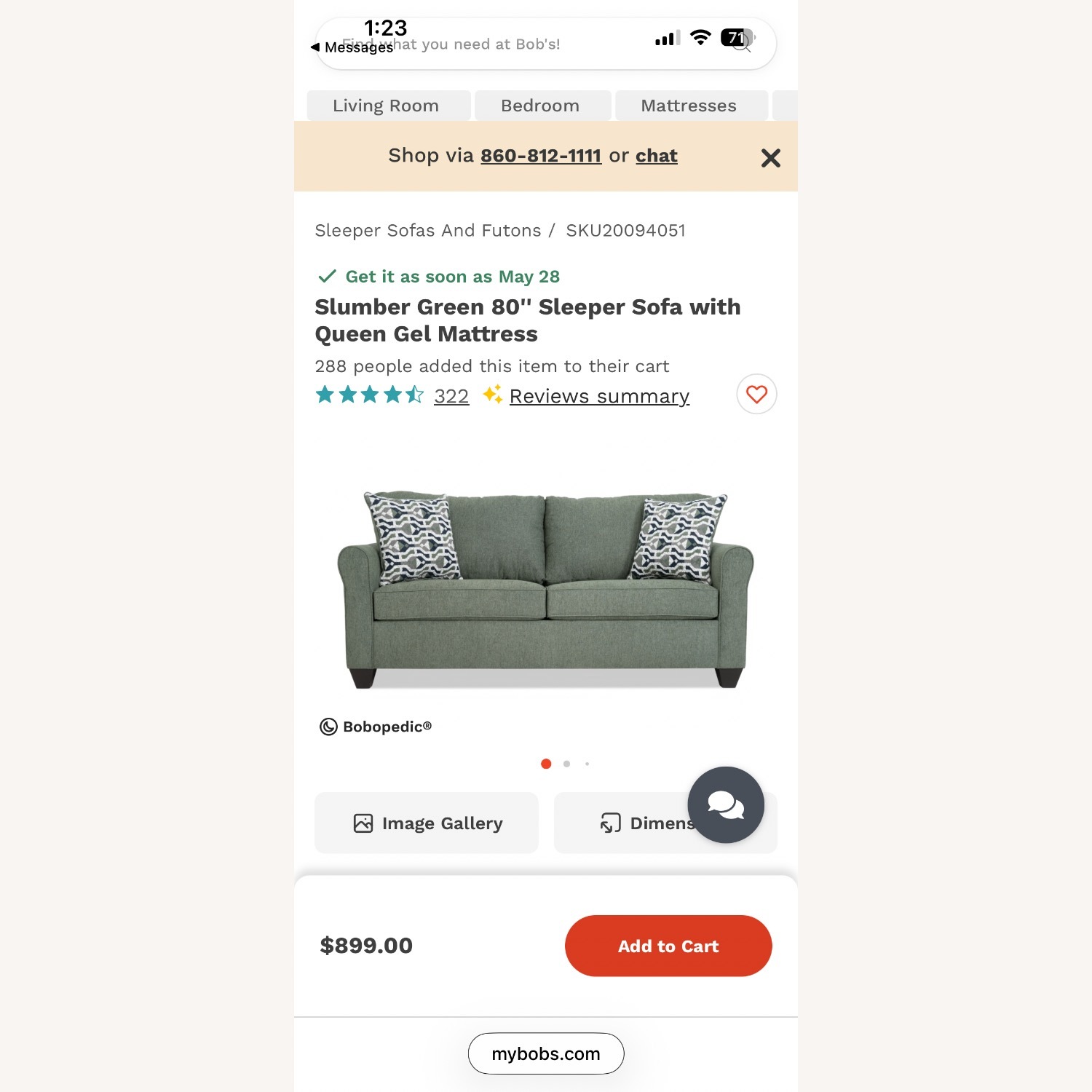Bob's Discount Furniture Green Sleeper Sofa - image-1