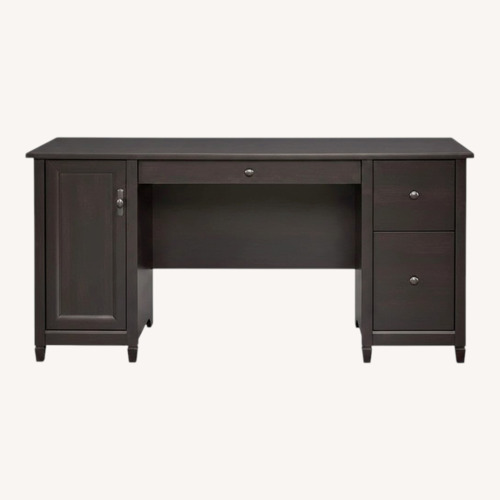 Used Sauder Edge Water Computer Desk, Black Wood for sale on AptDeco