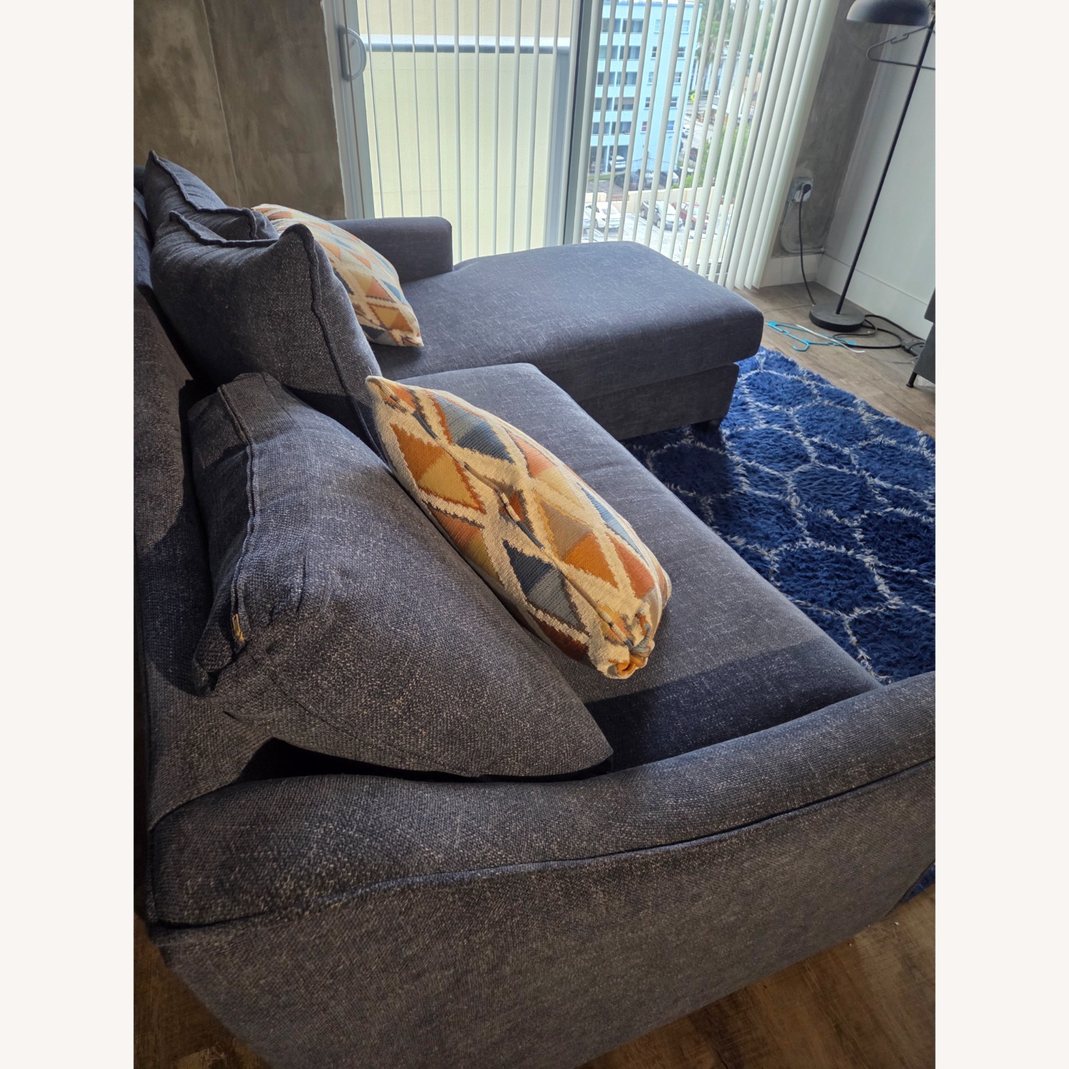 Blue Fabric Chaise Lounge - image-3