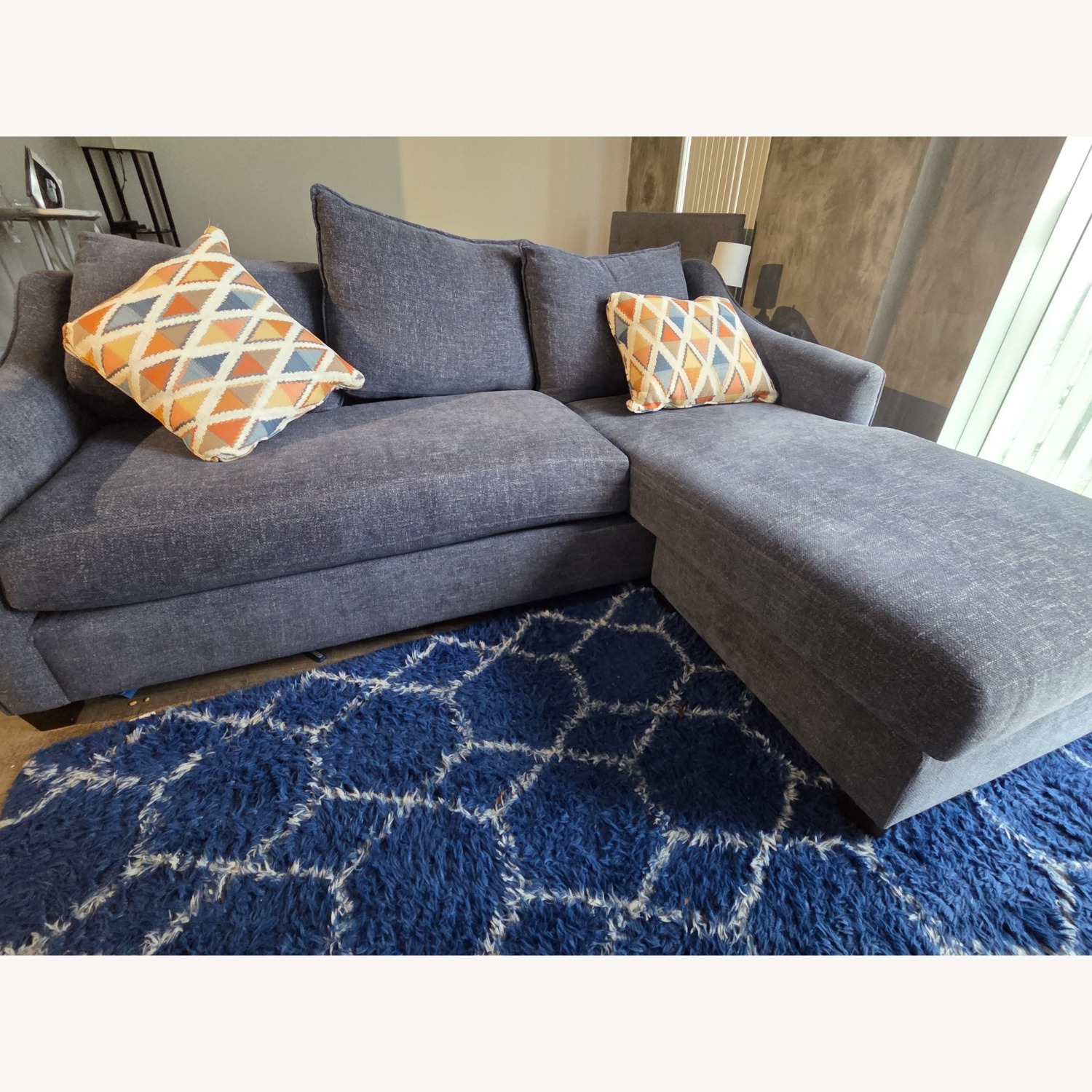 Blue Fabric Chaise Lounge - image-4