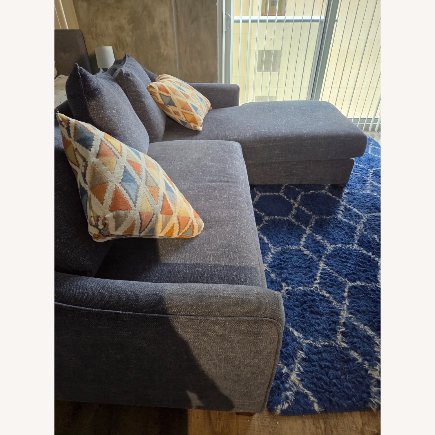 Blue Fabric Chaise Lounge - image-2