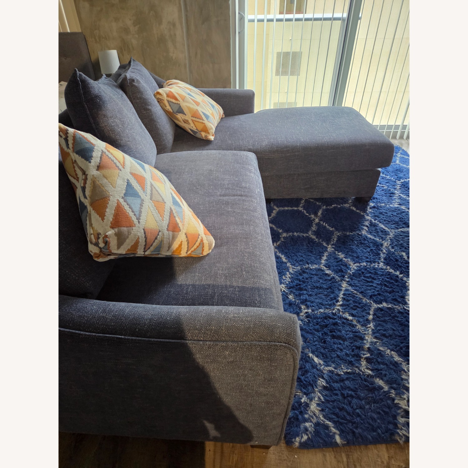 Blue Fabric Chaise Lounge - image-1