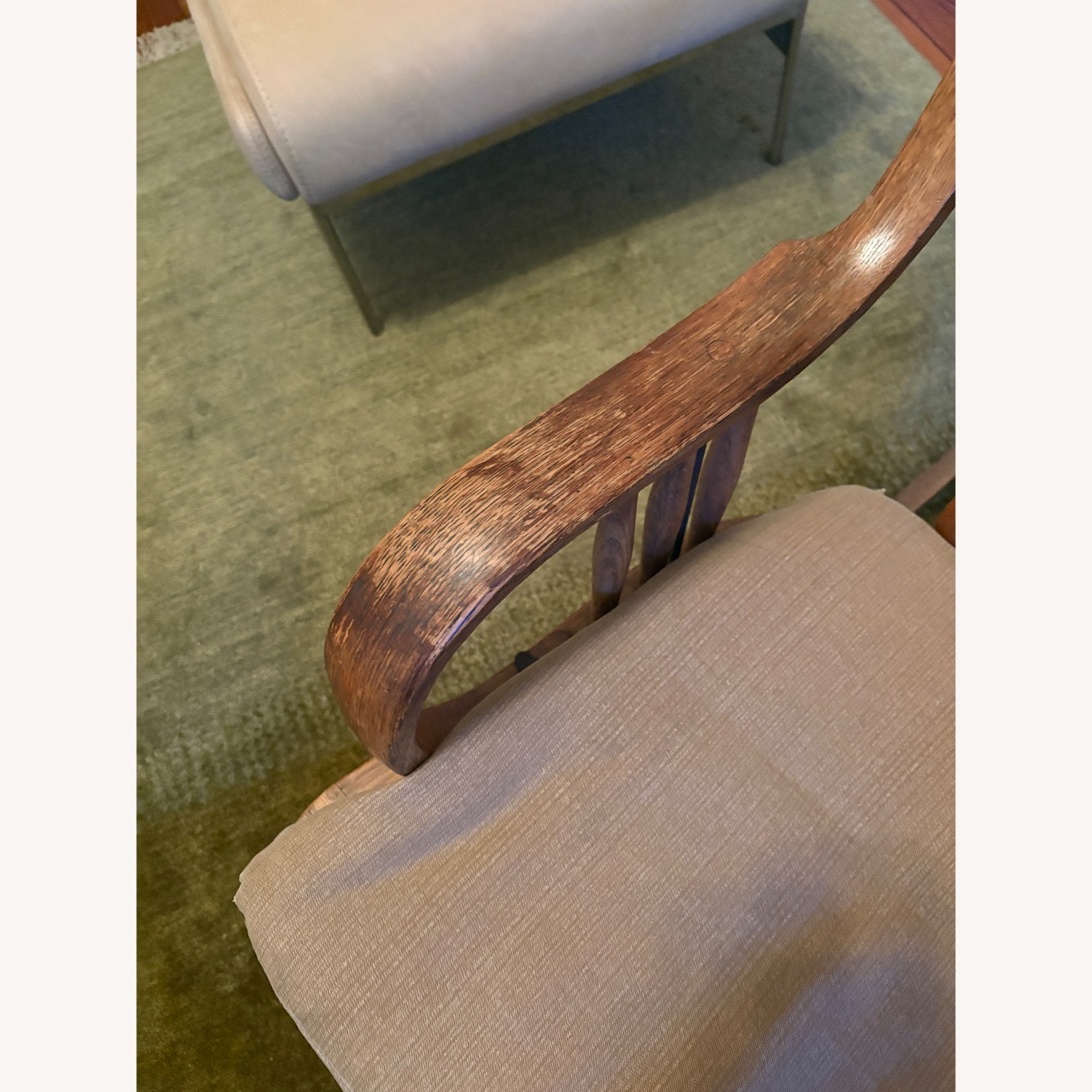 Antique Pressed Back Wood Armchair - image-5