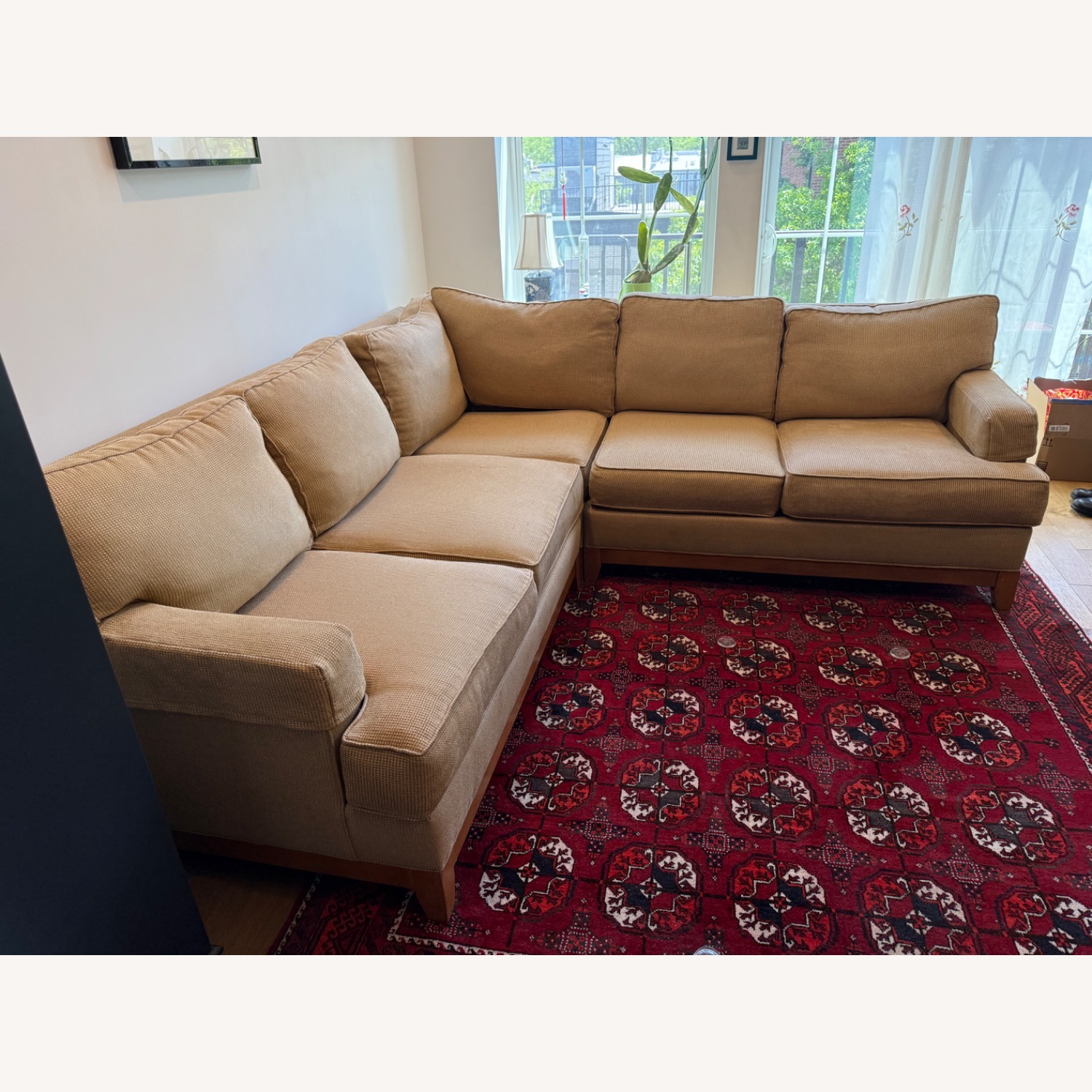 Ethan Allen Natural Fabric 3+ Seater Sofa - image-1