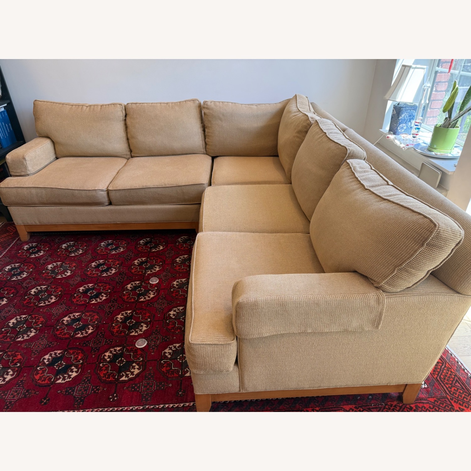 Ethan Allen Natural Fabric 3+ Seater Sofa - image-3