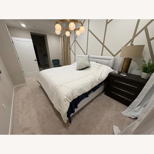 Used Jonathan Louis Furniture White King Bed for sale on AptDeco