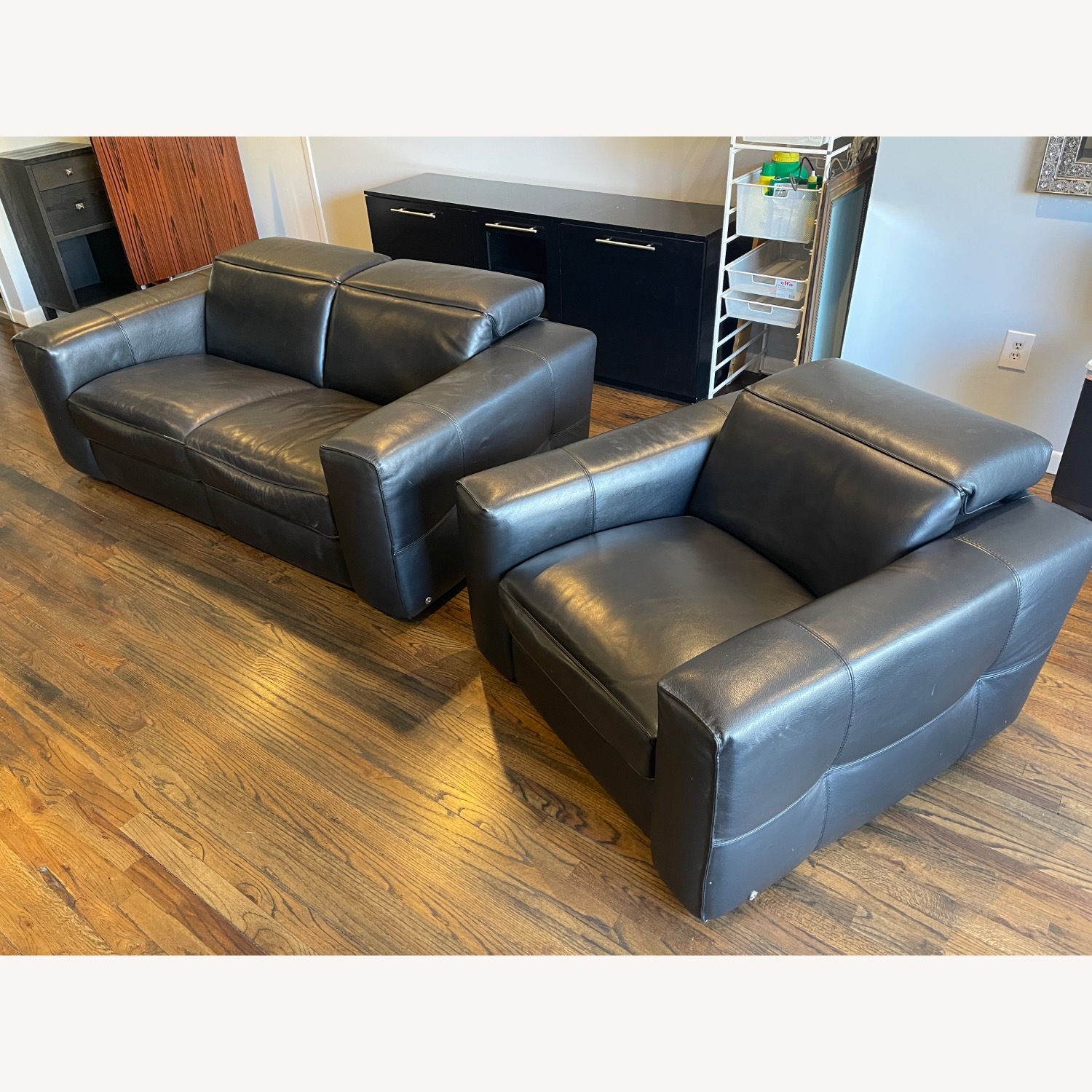 Natuzzi  Black Leather 2 Seater Sofa - image-3