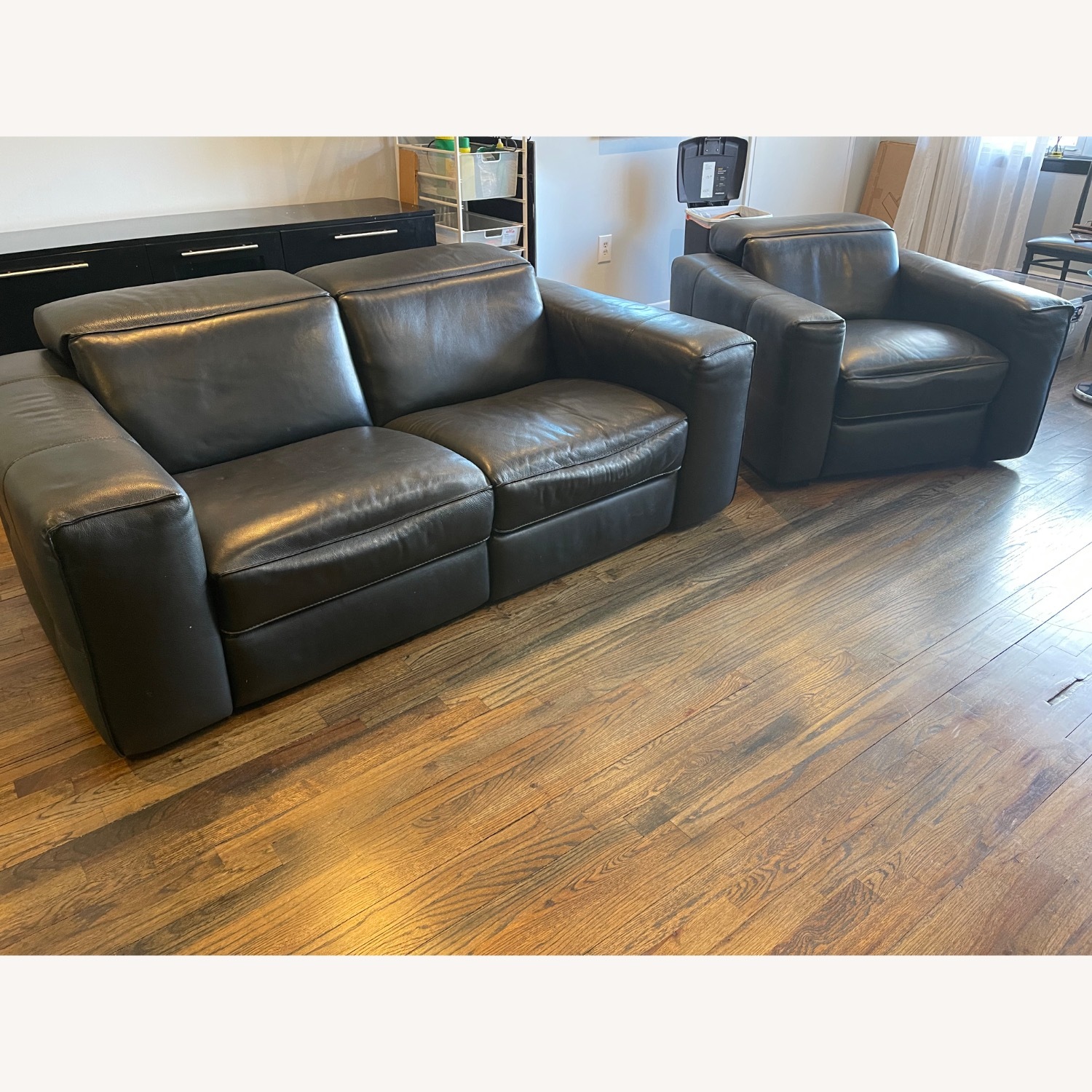 Natuzzi  Black Leather 2 Seater Sofa - image-2