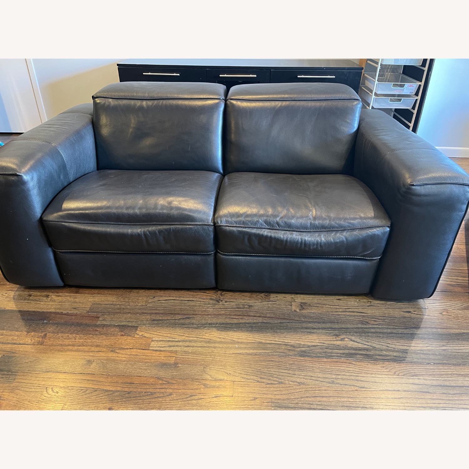Natuzzi  Black Leather 2 Seater Sofa - image-1