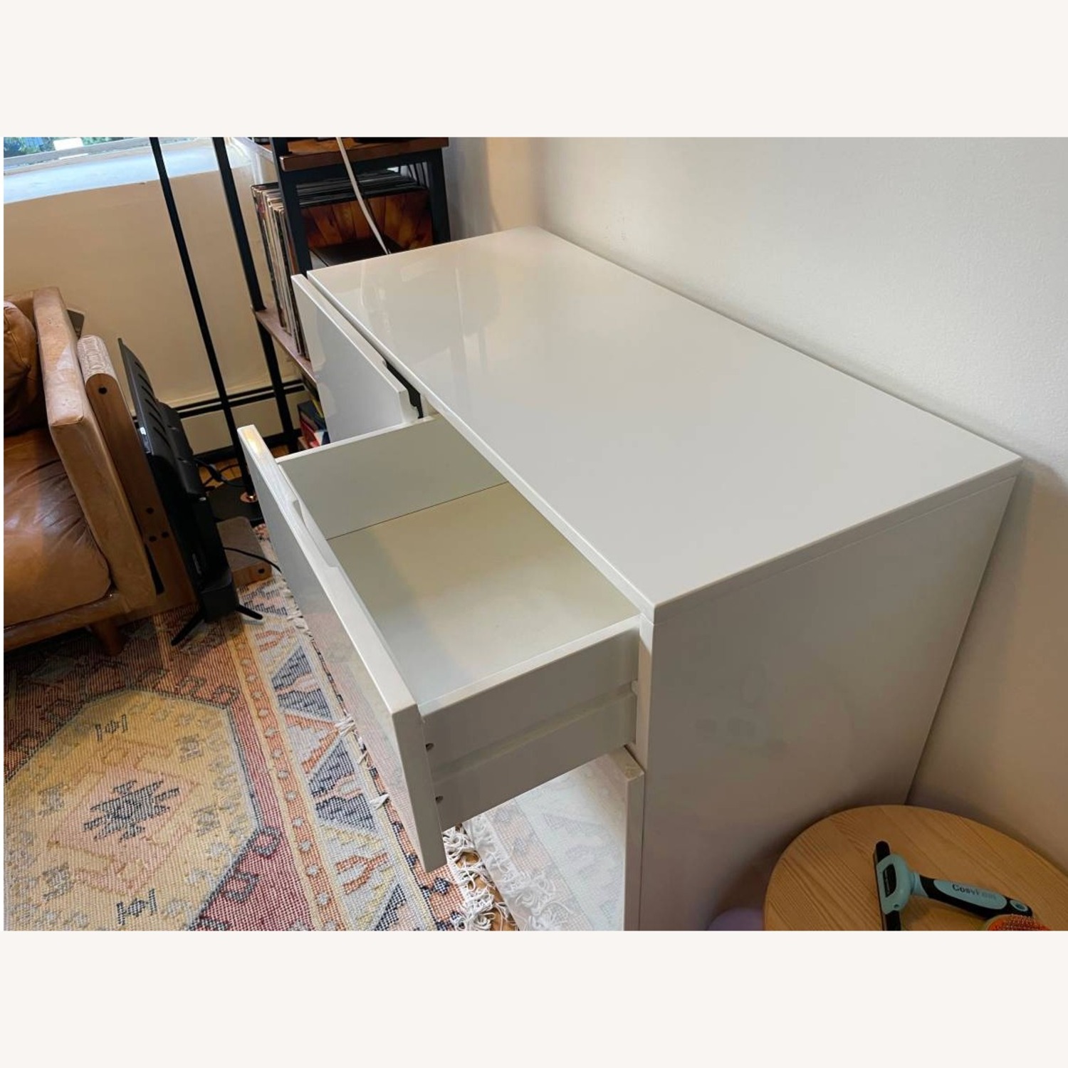 CB2 Swig Mini White Lacquer Bar Cart - image-2