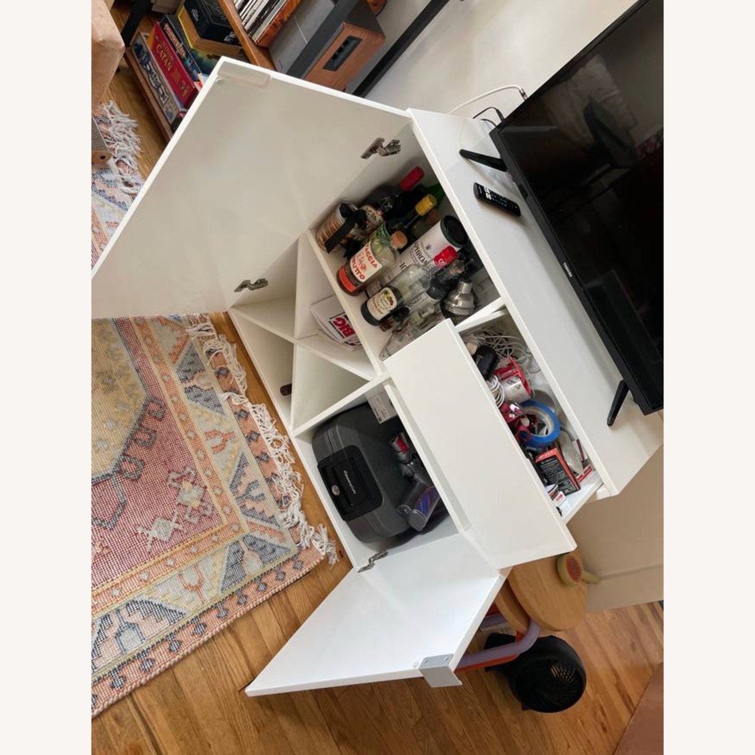 CB2 Swig Mini White Lacquer Bar Cart - image-6