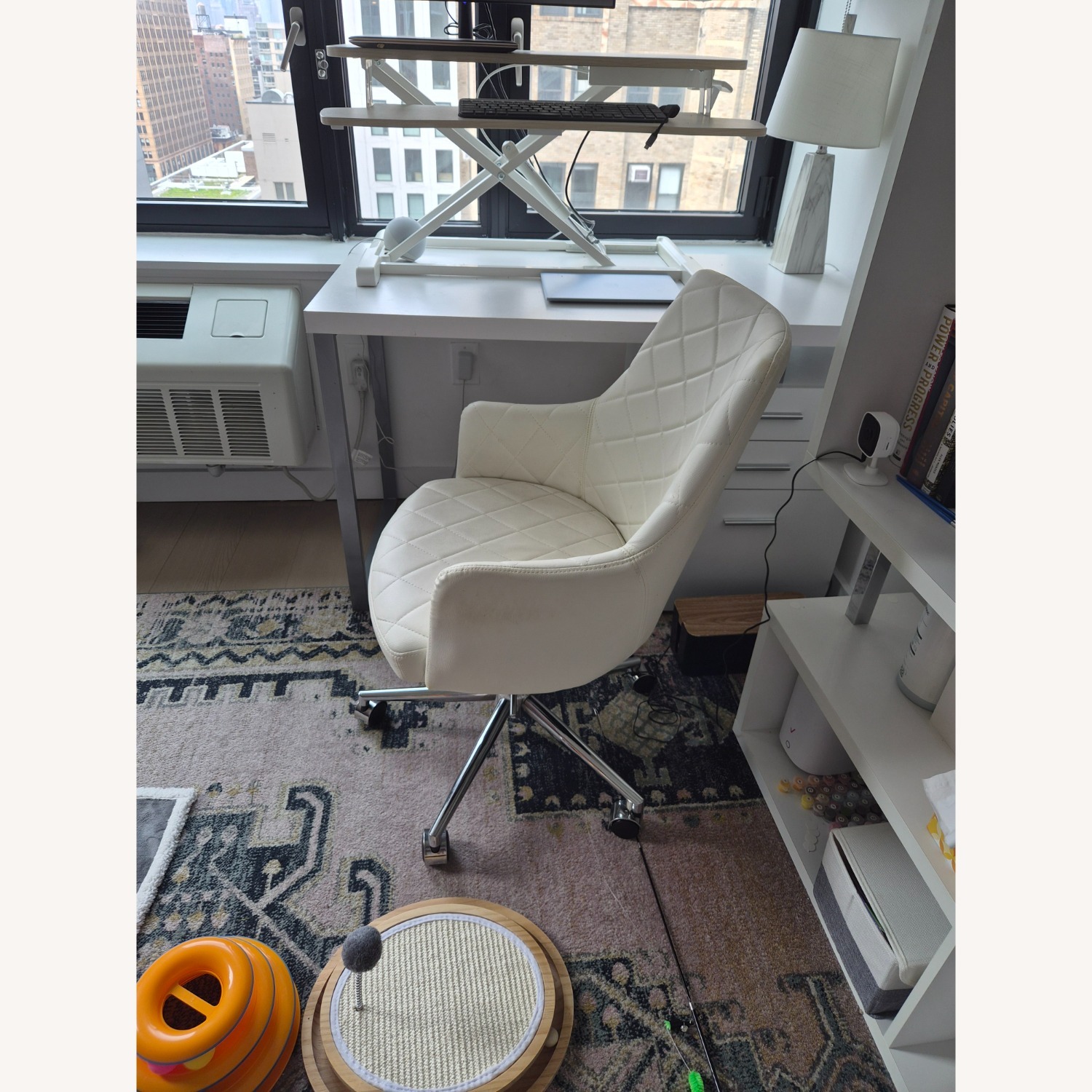 White Faux Leather Office Chair - image-4