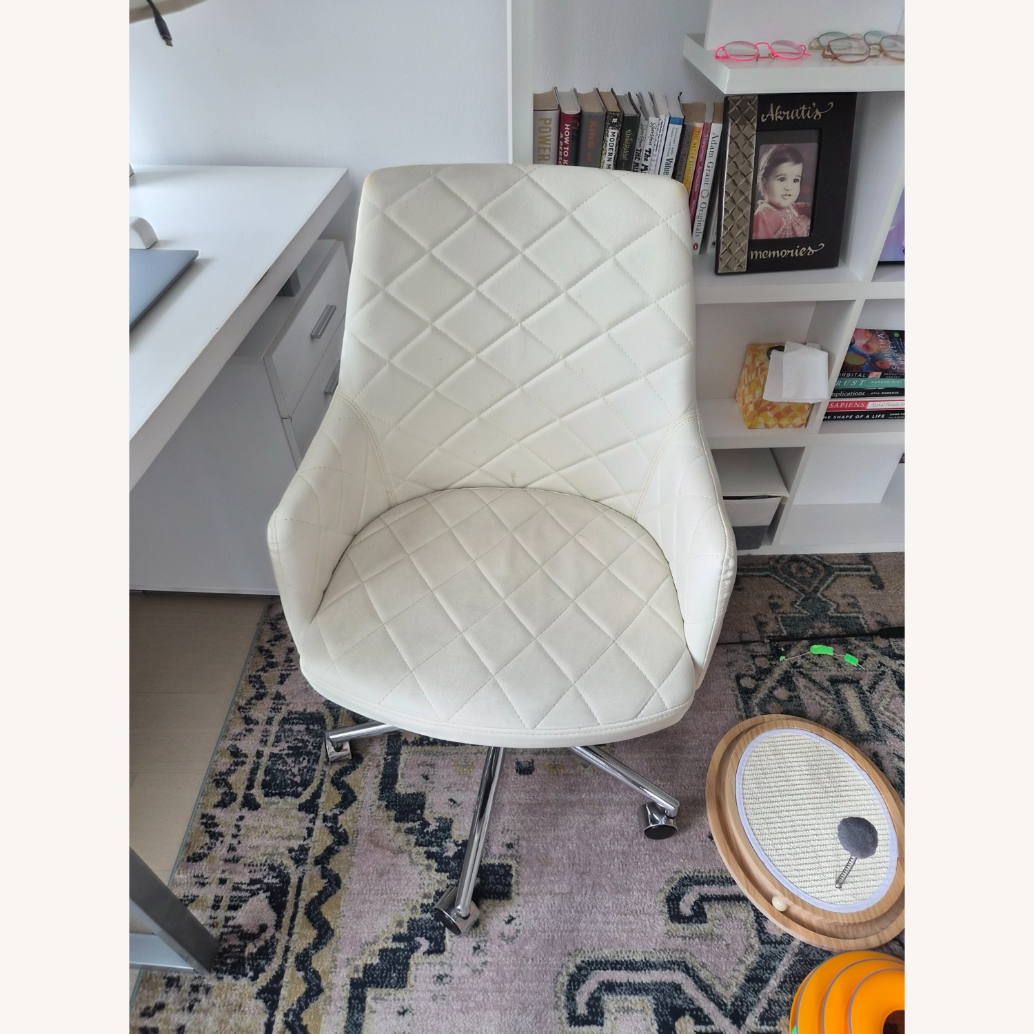 White Faux Leather Office Chair - image-3