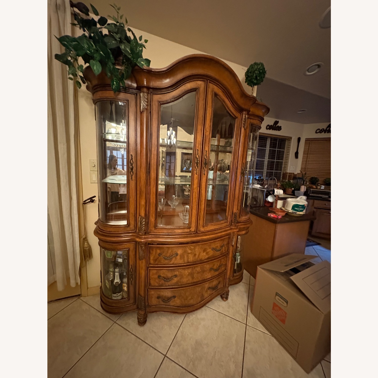 Ashley Furniture Hutch Dark Brown Wood Sideboard - image-1