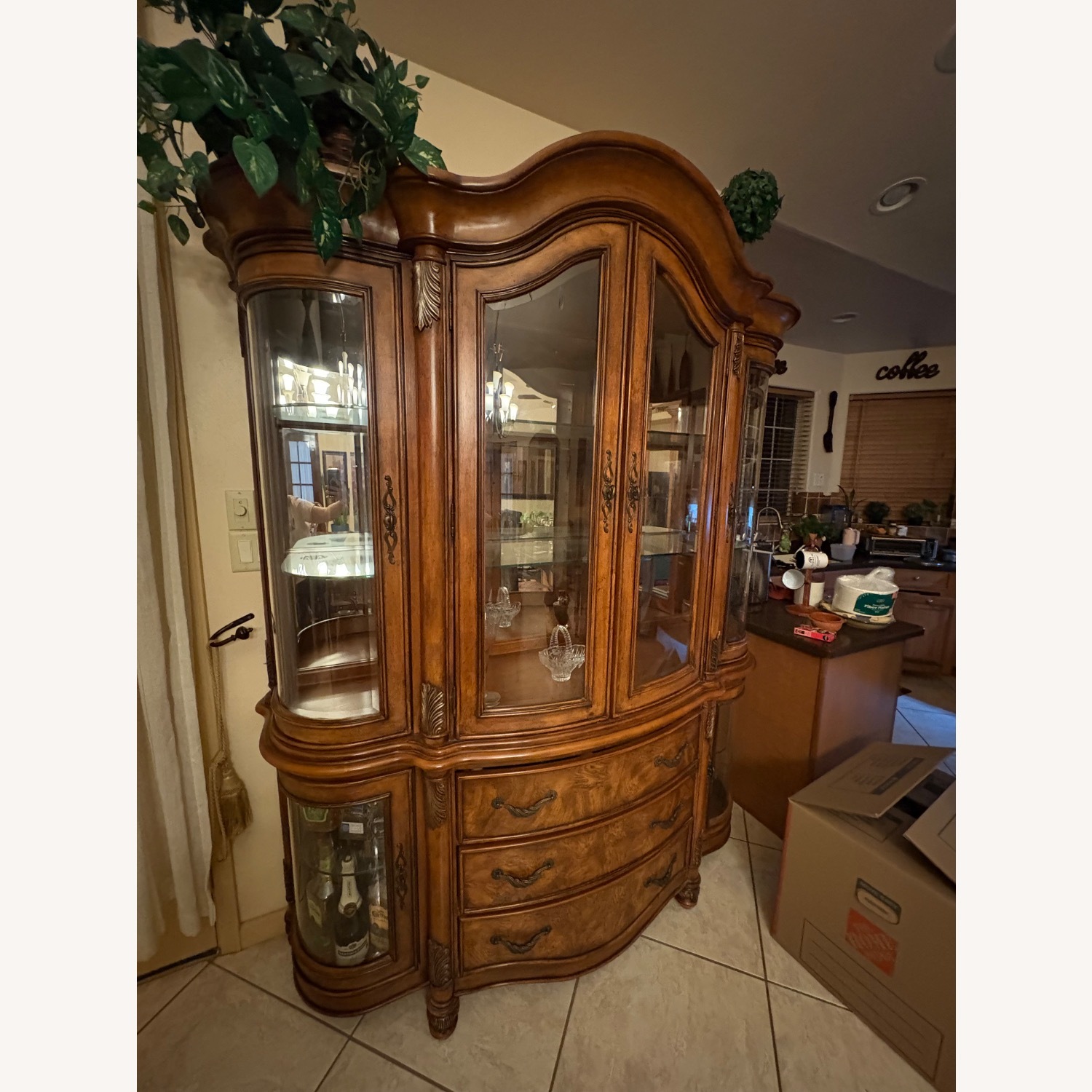 Ashley Furniture Hutch Dark Brown Wood Sideboard - image-2