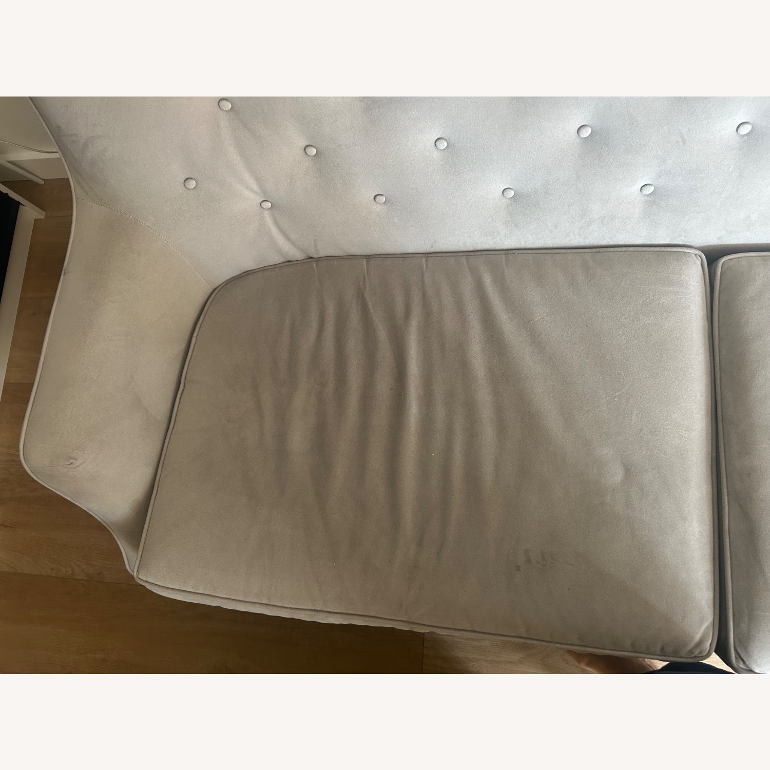 West Elm Livingston Dove Gray Velvet Apartment Sofa - image-4