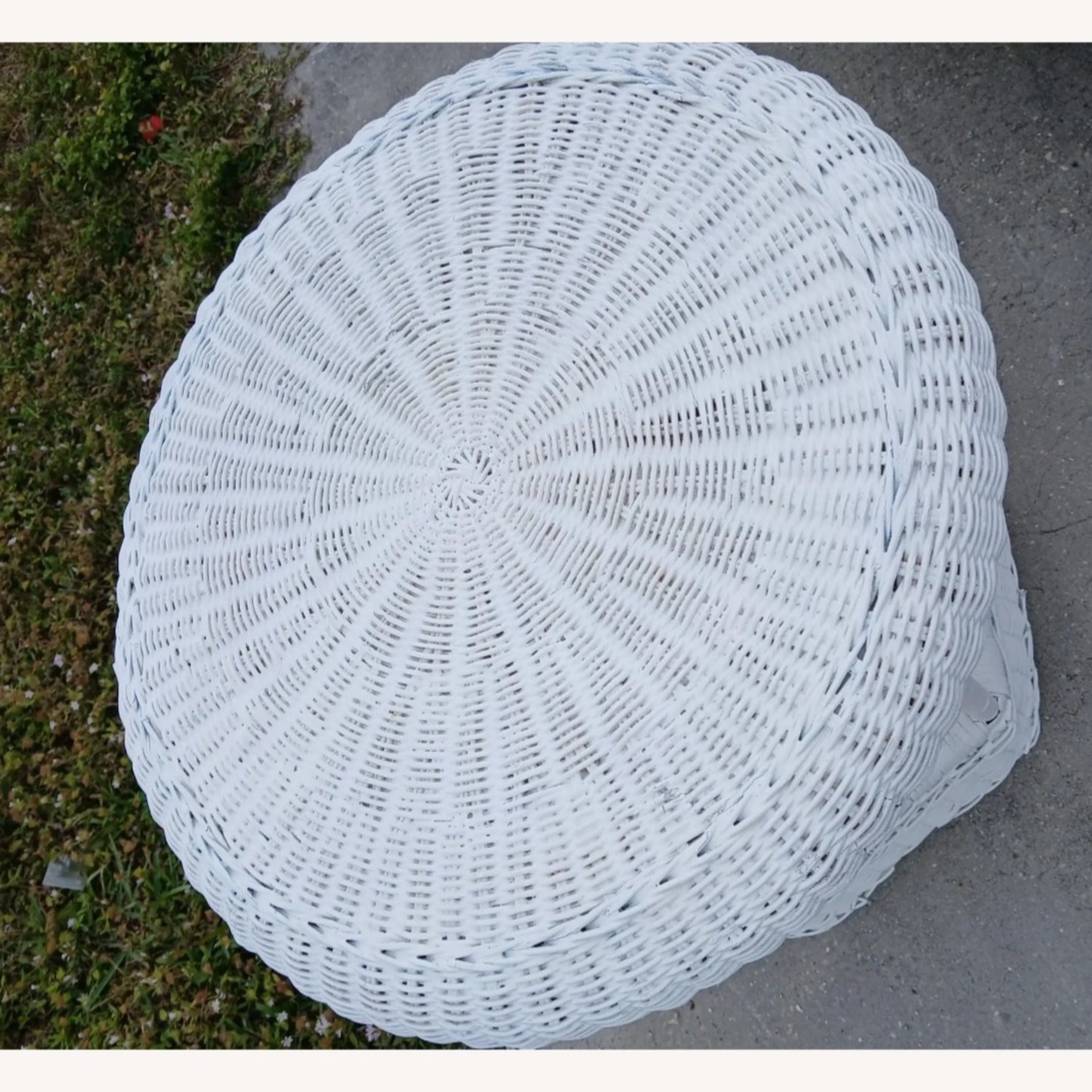 Vintage White Wicker Side Table - image-3