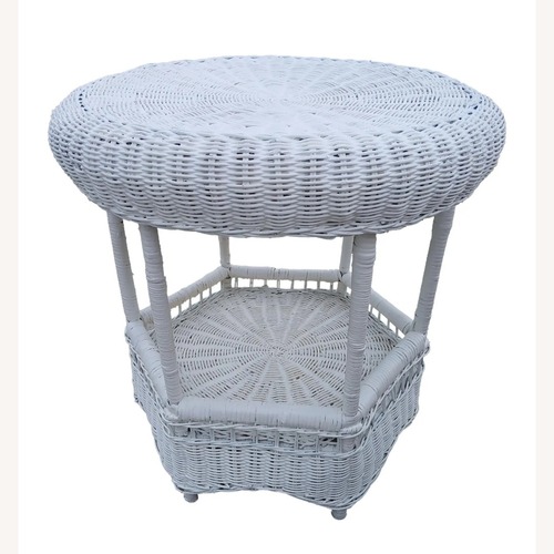 Used Vintage White Wicker Side Table for sale on AptDeco