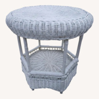 Vintage White Wicker Side Table