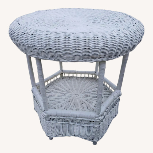 Used Vintage White Wicker Side Table for sale on AptDeco