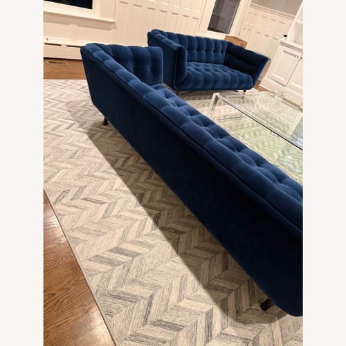 Used Roche Bobois Profile Sofa – Blue Nuit Velvet for sale on AptDeco