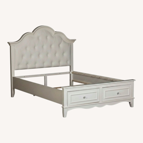 Used Gina White Wood King Bed for sale on AptDeco