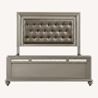 Glam King Size Bed With Tufted Headboard