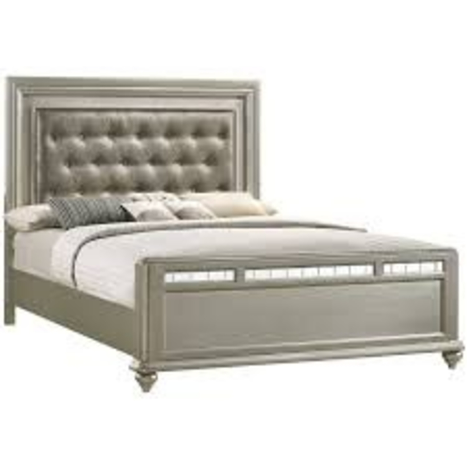 Glam King Size Bed With Tufted Headboard - image-7