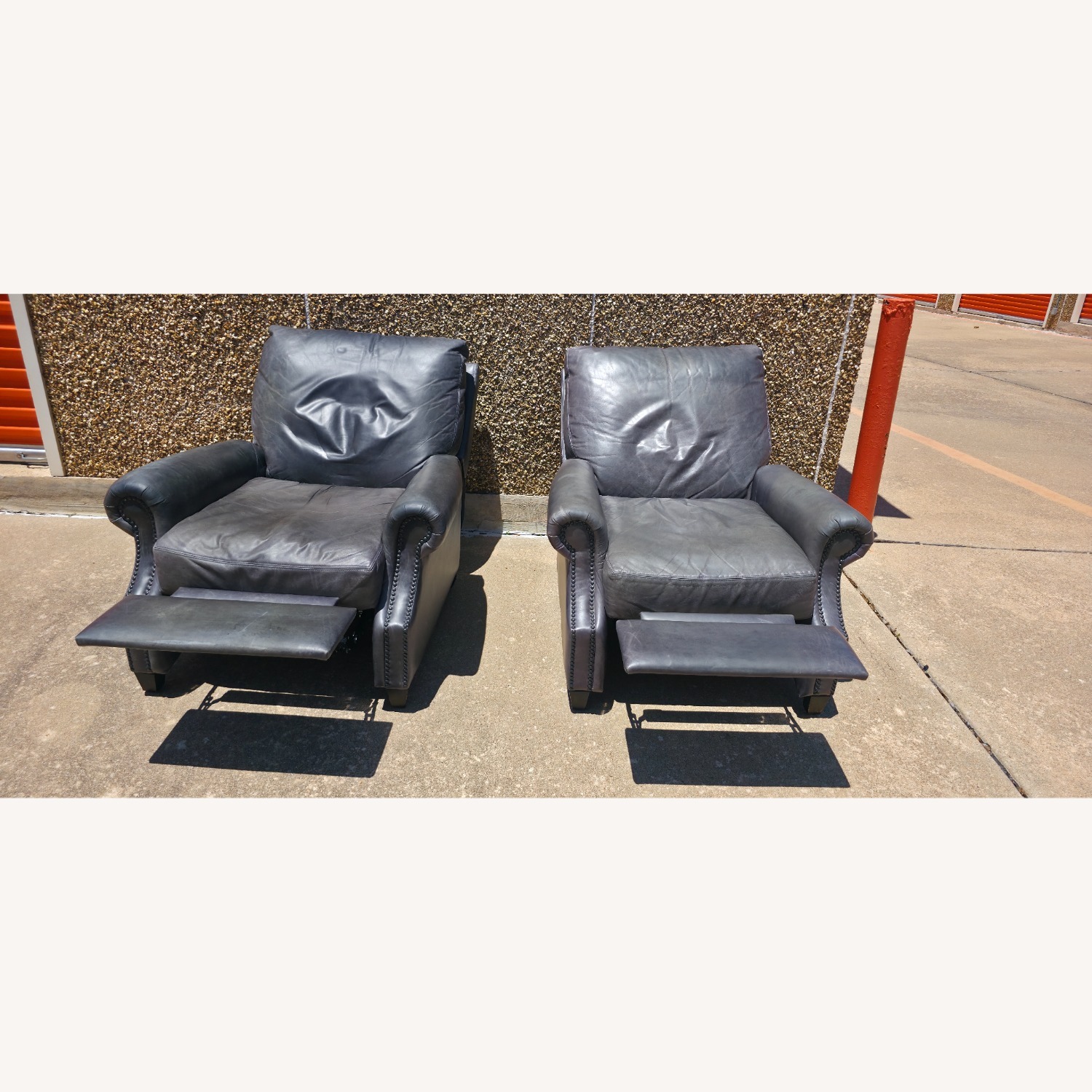 Pottery Barn James Roll Arm Leather Recliner - image-5