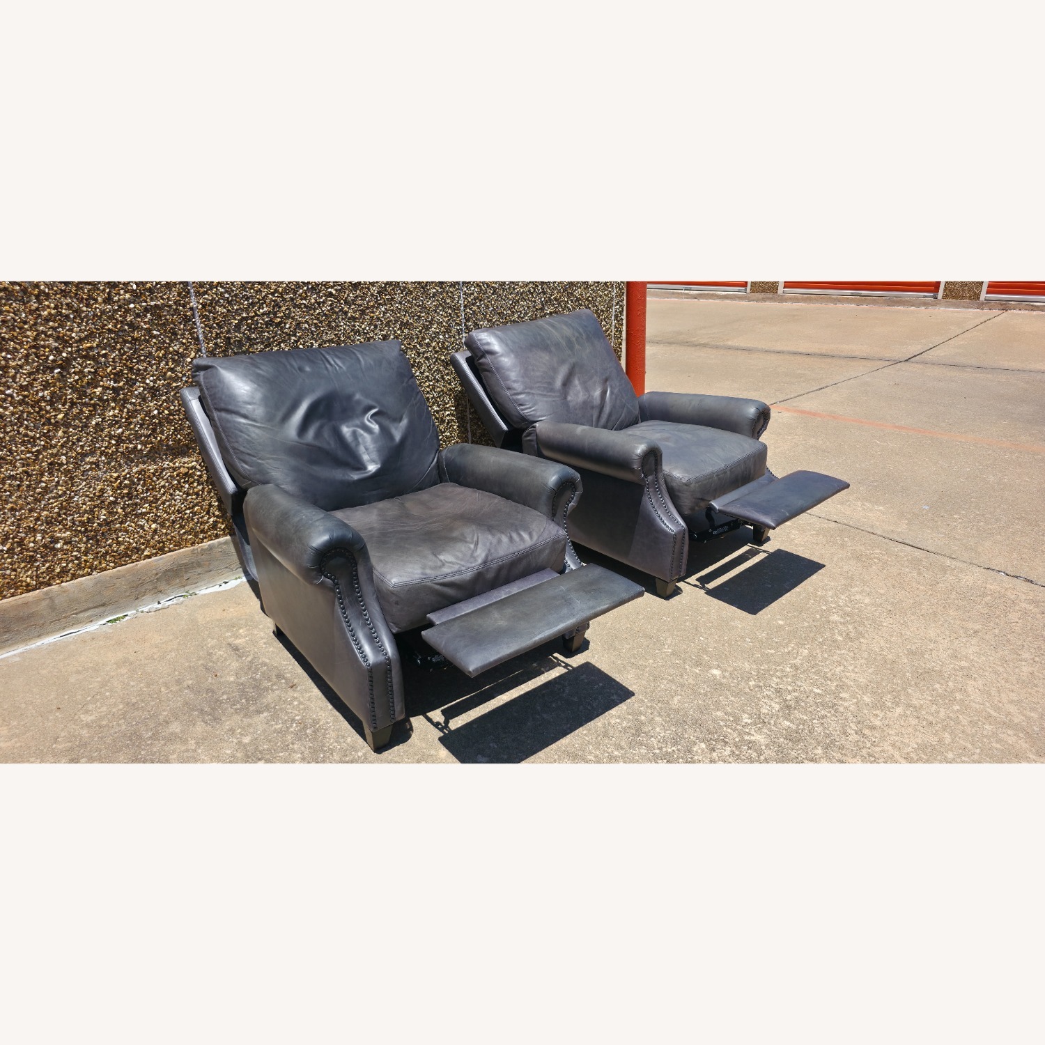 Pottery Barn James Roll Arm Leather Recliner - image-6