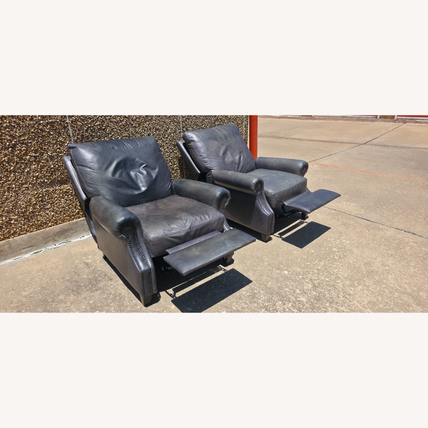 Pottery Barn James Roll Arm Leather Recliner - image-3