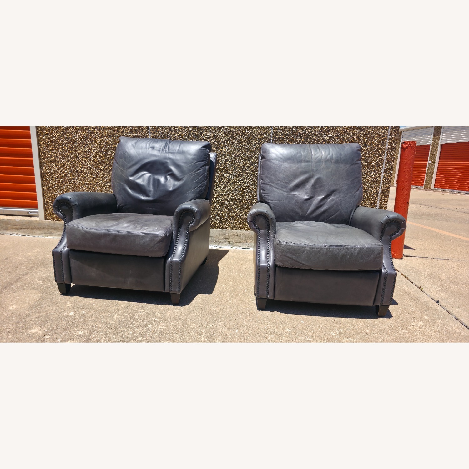 Pottery Barn James Roll Arm Leather Recliner - image-4