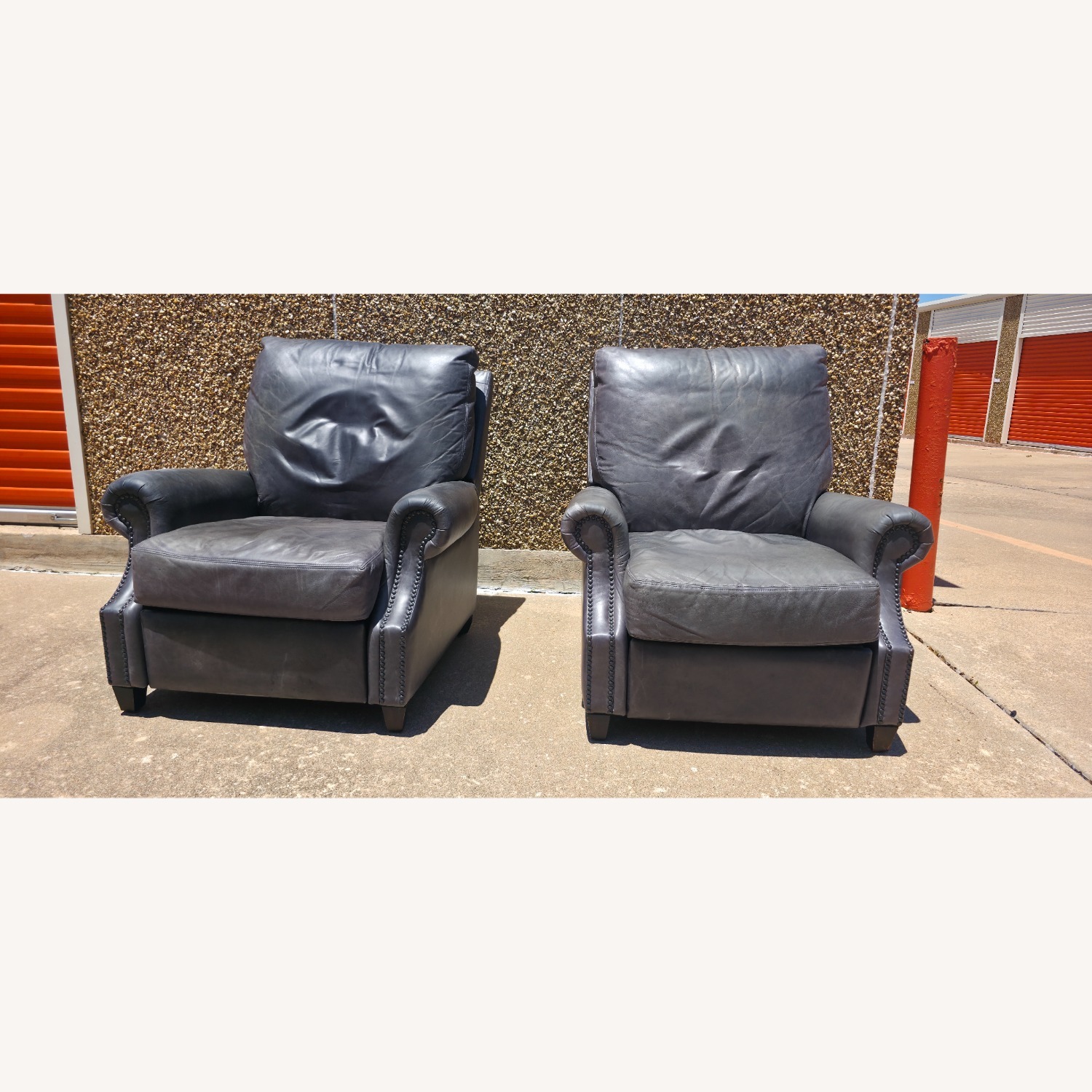 Pottery Barn James Roll Arm Leather Recliner - image-7