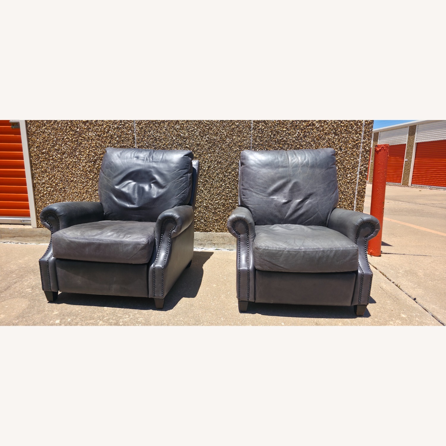 Pottery Barn James Roll Arm Leather Recliner - image-8