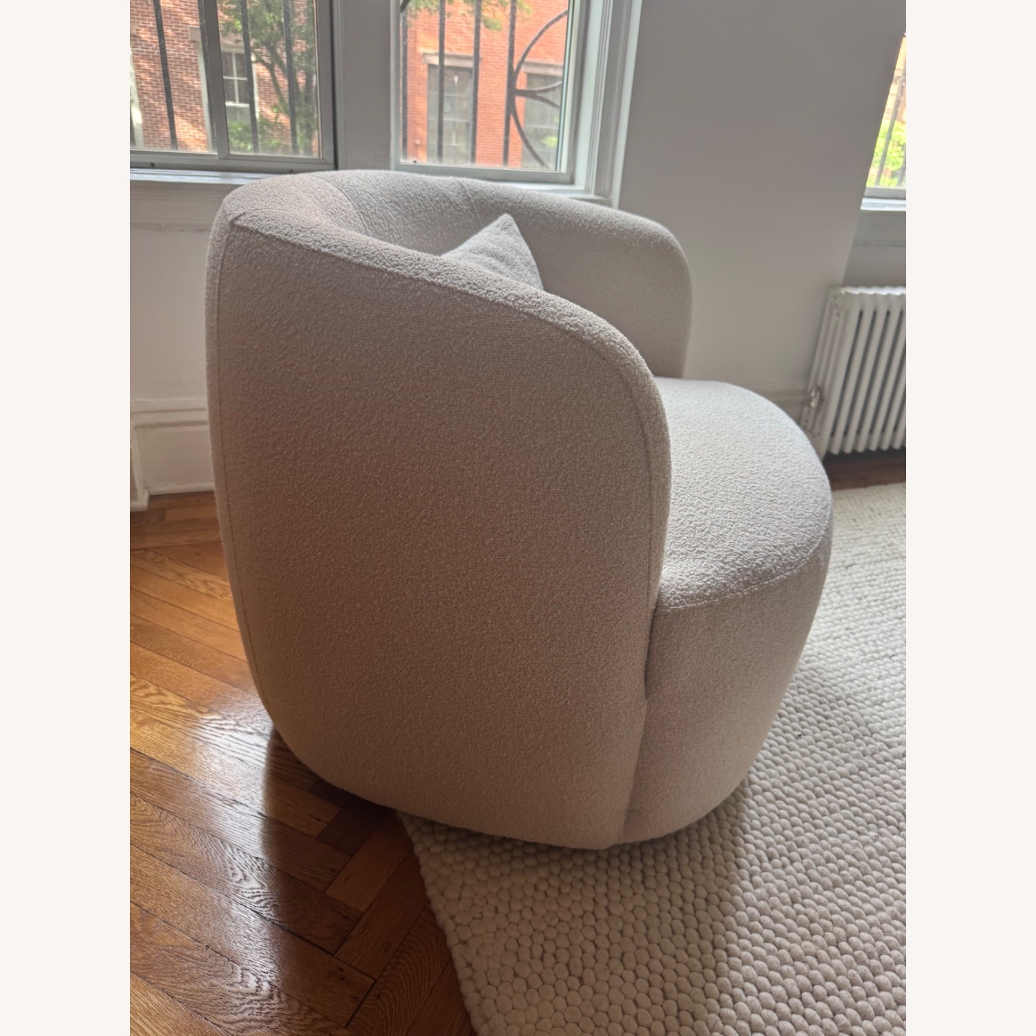 Bruschi 34" Wide Boucle Polyester Upholstered Swivel Armchair - image-2