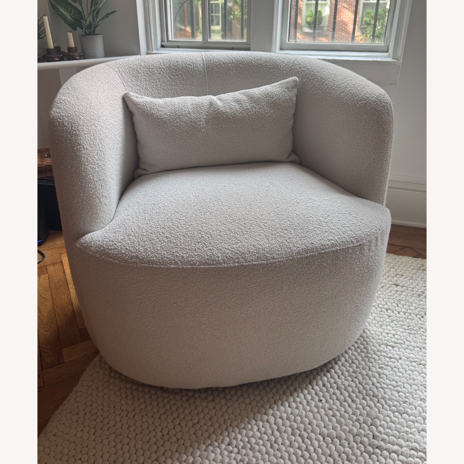 Bruschi 34" Wide Boucle Polyester Upholstered Swivel Armchair - image-1