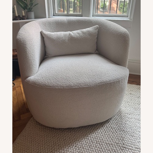 Used Bruschi 34" Wide Boucle Polyester Upholstered Swivel Armchair for sale on AptDeco